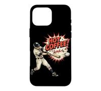 Hot Coffee Baseball Comic Retro Sports Humor Case for iPhone 16 Pro Max