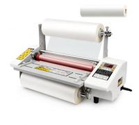 Hot Cold Laminator, 4 Roller, LCD Digital Control 0-180°C, 9 Speed 0.3-3 m/min, Tool-Free Roller Gap Adjustment, 100m Laminating Film Roll Included