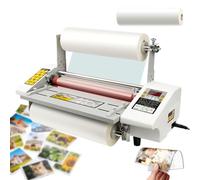 Hot Cold Roll Laminator Machine with 100m Roll Laminated Film A2+ Four Roller Thermal Laminator 0-180℃ Adjusted/LCD Digital Display for Film Paper Pte