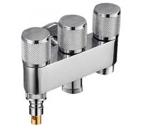 Hot Cold Water Shut Off All Copper One in Three Out G1/2 Angle Valve Toilet Diverter Washing Machine Faucet Switch G1/2+G3/4+ Washing Machine Silver