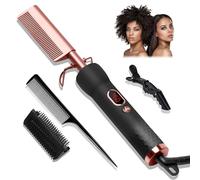 Hot Comb for Wigs Human Hair with 12 Temp Settings Heating Up to 450°F,Pressing Combs 110-240V Straightening Comb for Black Hair