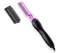 Hot Comb, Hair Straightener Electric Straightening Comb, Anti-Scald Portable Hot Comb Ceramic Beard Straightener Brush High Heat Press Comb for Wigs, Afro Hair & Beard
