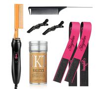 Hot Comb Set 7Pcs, Electric Hair Straightener Pressing, Wax Stick, Lace Band, Rat Tail Comb＆Salon Clips