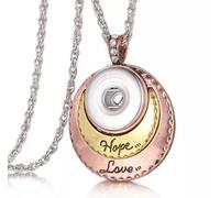 Hot Crystal Hope Love Drill Pendant Fit 18mm Chunk Charm Snap Button Jewelry