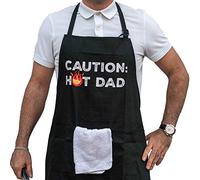Hot Dad Apron - Funny Grilling/BBQ Adjustable Apron for Men with 3 Pockets - Gifts for Dad, Husband, Boyfriend, Son, Friend
