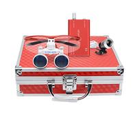 Hot Dental 3.5 x 420mm Working Distance Surgical Binocular Loupes Optical Glass with LED Head Light Lamp and Aluminum Box (red)