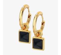 Hot Diamonds 18ct Gold Plated Black Onyx Diamond Hoop Dropper Earrings DE737