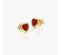 Hot Diamonds 18ct Yellow Gold Plated Red Agate Heart Stud Earrings DE796
