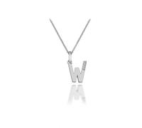 Hot Diamonds 925 Sterling Silver Letter Pendant Necklace | Personalised Initial Letter Necklace for Women | Silver Micro Pendant with 3 Real Diamonds (Letter W)