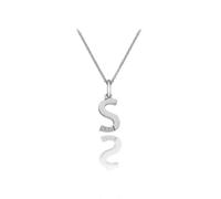 Hot Diamonds 925 Sterling Silver Letter Pendant Necklace | Personalised Initial Letter Necklace for Women | Silver Micro Pendant with 3 Real Diamonds (Letter S)