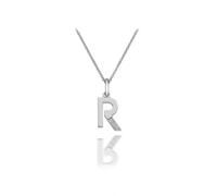 Hot Diamonds Round Diamond and Micro Letter R 925 Sterling Silver Pendant with 46 cm Curb Chain