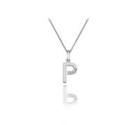 Hot Diamonds 925 Sterling Silver Letter Pendant Necklace | Personalised Initial Letter Necklace for Women | Silver Micro Pendant with 3 Real Diamonds (Letter P)