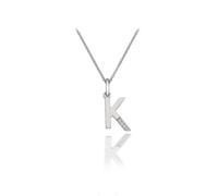 Hot Diamonds 925 Sterling Silver Letter Pendant Necklace | Personalised Initial Letter Necklace for Women | Silver Micro Pendant with 3 Real Diamonds (Letter K)