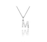 Hot Diamonds 925 Sterling Silver Letter Pendant Necklace | Personalised Initial Letter Necklace for Women | Silver Micro Pendant with 3 Real Diamonds (Letter M)