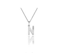 Hot Diamonds Round Diamond and Micro Letter N 925 Sterling Silver Pendant with 46 cm Curb Chain