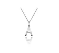 Hot Diamonds 925 Sterling Silver Letter Pendant Necklace | Personalised Initial Letter Necklace for Women | Silver Micro Pendant with 3 Real Diamonds (Letter A)