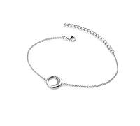 Hot Diamonds 925 Sterling Silver Moon Bracelet with White Topaz and Real Diamond | Elegant Crescent Moon Jewellery for Her | 925 Silver Lunar Precios Gems Bracelet with Adjustable Chain