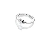 Hot Diamonds 925 Sterling Silver Star Ring - Minimalist Stacking Ring for Women - Hand Set With A Real Diamond