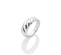 Hot Diamonds 925 Sterling Silver Twist Ring For Women - Hand Set Natural Diamond - 7mm Wide (L)