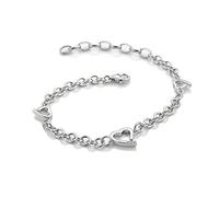 Hot Diamonds 925 Sterling Silver Warm Heart Bracelet | Heart Open Link Bracelet with 3 Real Diamonds | Romantic Gift for Her in Luxury Gift Box