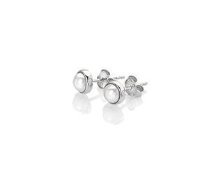 Hot Diamonds Amulets Pearl Earrings | 925 Sterling Silver, Mother of Pearl and Real Hand Set Diamonds | PEarl Studs For Her | Luxury Gift Wrap Included