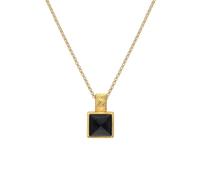 Hot Diamonds Black Onyx Gold Plated Pendant Necklace | 925 Sterling Silver and 18ct Gold-Plated Black Onyx Jewellery with a Real Hand Set Diamond | Luxury Pendant Gift For Her with Gift Wrap Included