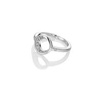 Hot Diamonds Celestial Moon Ring for Women - 925 Sterling Silver with White Topaz & A Real Diamond - 12mm Quarter Moon Design Size N