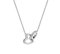 Hot Diamonds Devotion Silver, Topaz and Diamond Necklace | 925 Sterling Silver White Topaz Heart Interlocking Necklace | Hand Set With A Real Diamond - Luxury Jewellery Gift Included