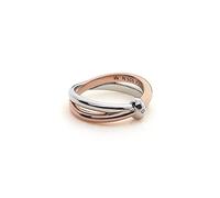 Hot Diamonds Eternity Interlocking Silver Ring for Women | Sterling Silver & 18ct Rose Gold Vermeil with a Real Diamond Ring | Symbolic Mixed Metal Ring from The Eternal Jewellery Collection - Size P