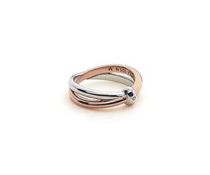 Hot Diamonds Eternity Interlocking Silver Ring for Women | Sterling Silver & 18ct Rose Gold Vermeil with a Real Diamond Ring | Symbolic Mixed Metal Ring from the Eternal Jewellery Collection - Size P