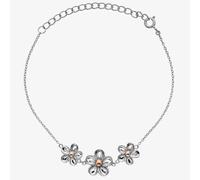 Hot Diamonds Forget Me Not Silver Bracelet | 925 Sterling Silver with Rose Gold Accent and a Real Diamond Bracelet | With Luxury Gift Wrap Included