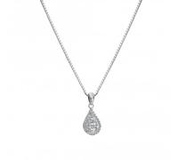 Hot Diamonds Sterling Silver White Topaz Pear Shaped Pendant Necklace