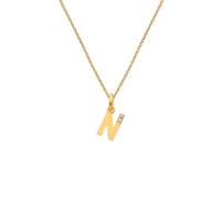 Hot Diamonds Gold Plated Initial Letter Pendant Necklace | 18ct Yellow Gold Plated 925 Sterling SIlver | Gift Wrap Included (Letter N)