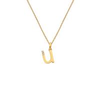 Hot Diamonds Gold Plated Initial Letter Pendant Necklace | 18ct Yellow Gold Plated 925 Sterling SIlver | Gift Wrap Included (Letter U)