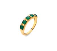 Hot Diamonds Gold Plated Sterling Silver Green Agate Square Ring - Extra Small (L)