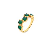 Hot Diamonds Gold Plated Sterling Silver Green Agate Square Stepped Ring - Extra Small (L)