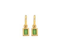 Hot Diamonds Gold Plated Sterling Silver Green Chalcedony Rectangle Earrings