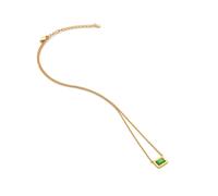 Hot Diamonds Gold Plated Sterling Silver Green Chalcedony Rectangle Necklace