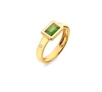 Hot Diamonds Gold Plated Sterling Silver Green Chalcedony Rectangle Ring - Large (O)