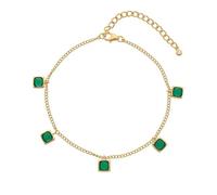 Hot Diamonds Green Agate Square Gold Plated Silver Bracelet | Green Agate Real Gemsrones and a Hand-Set Diamond | 18ct Gold Plated 925 Sterling Silver | Luxury Gift Wrap Included