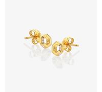 Hot Diamonds HD X Golden Edit Hexagon White Topaz Stud Earrings DE756