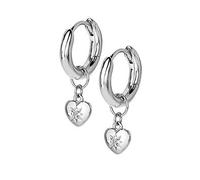 Hot Diamonds Silver Heart Charm Hoop Earrings | 925 Sterling Silver with a Real Diamond Heart Hoop Earrings | Dainty Huggie Hoops with Real Diamond | Cute Silver Earrings Gift for Her