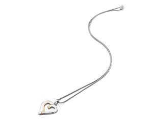 Hot Diamonds Heart Sterling Silver and Rose Gold Pendant | Romantic Together Necklace for Her with Real Diamond - Elegant 925 Silver Jewellery Gift for Wife, Girlfriend or Anniversary