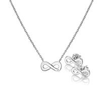 Hot Diamonds Infinity Jewellery Sterling In Silver Set for Women - Sterling Silver Necklace & Earrings with Real Diamonds Amulets Collection - Luxury Gift Box Included