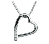 Hot Diamonds Romantic Open Heart Silver Pendant - 925 Sterling Silver Necklace with 4 Real Diamonds and Adjustable Chain | Romantic Heart Gift Necklace for Women