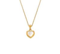 Hot Diamonds Pearl Heart Gold Plated Silver Pendant | Mother of Pearl 18ct Gold Plated 925 Sterling Silver Necklace | Real Hand Set Diamond Jewellery | Luxury Gift Wrap Included