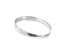 Hot Diamonds Quest Twist Silver Bangle | 925 Sterling Silver Bangle with a Real Diamond | Textured Silver Cuff Bracelet - Luxury Gift for Her
