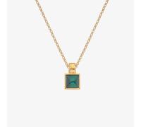 Hot Diamonds x Jac Jossa 18ct Gold Plated Silver Revive Malachite Square Pendant DP844 - 18ct Gold Plated Sterling Silver