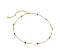 Hot Diamonds Revive Gold Plated Silver Malachite Choker Necklace in 18ct Gold Plated Sterling Silver - Adjustable 32-39cm