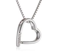 Hot Diamonds Romantic Open Heart Silver Pendant - 925 Sterling Silver Necklace with 4 Real Diamonds and Adjustable Chain | Romantic Heart Gift Necklace for Women